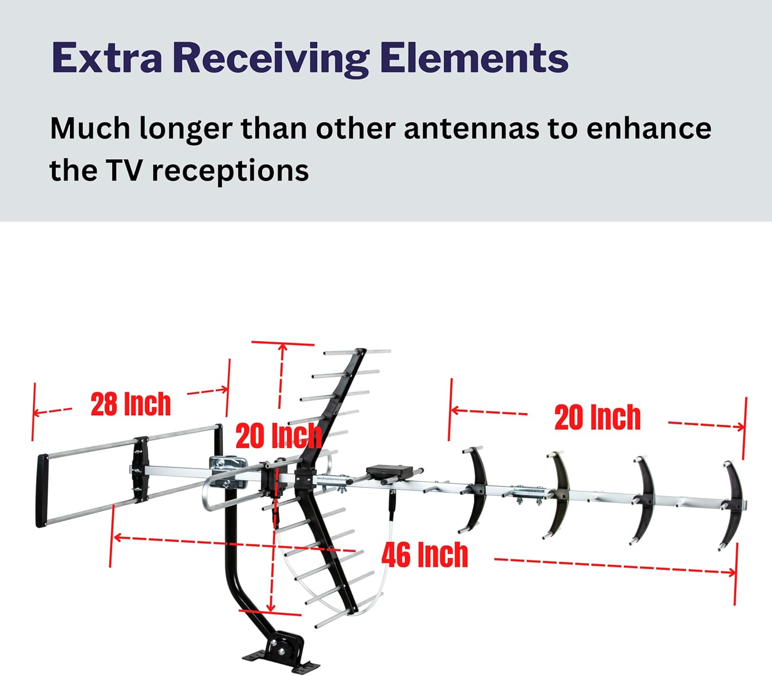 Five Star Outdoor HDTV Antenna up to 200 Mile Long Range, Attic or Roof Mount, Digital OTA Antenna for 4K 1080P VHF UHF Supports 4 TVs Installation Kit  J Mount, ATSC 3.0 Ready