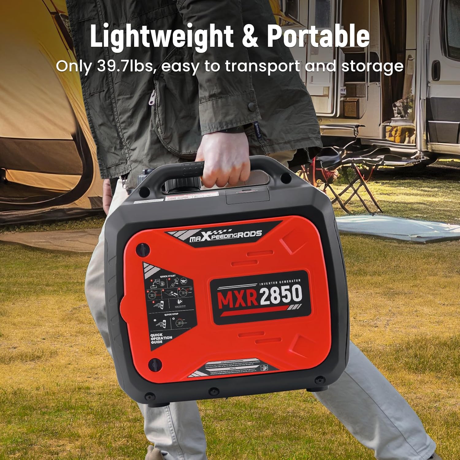 maXpeedingrods 4000 Watt Inverter Generator Portable, Bluetooth® App Remote Data Monitor, RV Ready, Gas Powered Generator with CO Alarm for Outdoor Camping, Home Backup