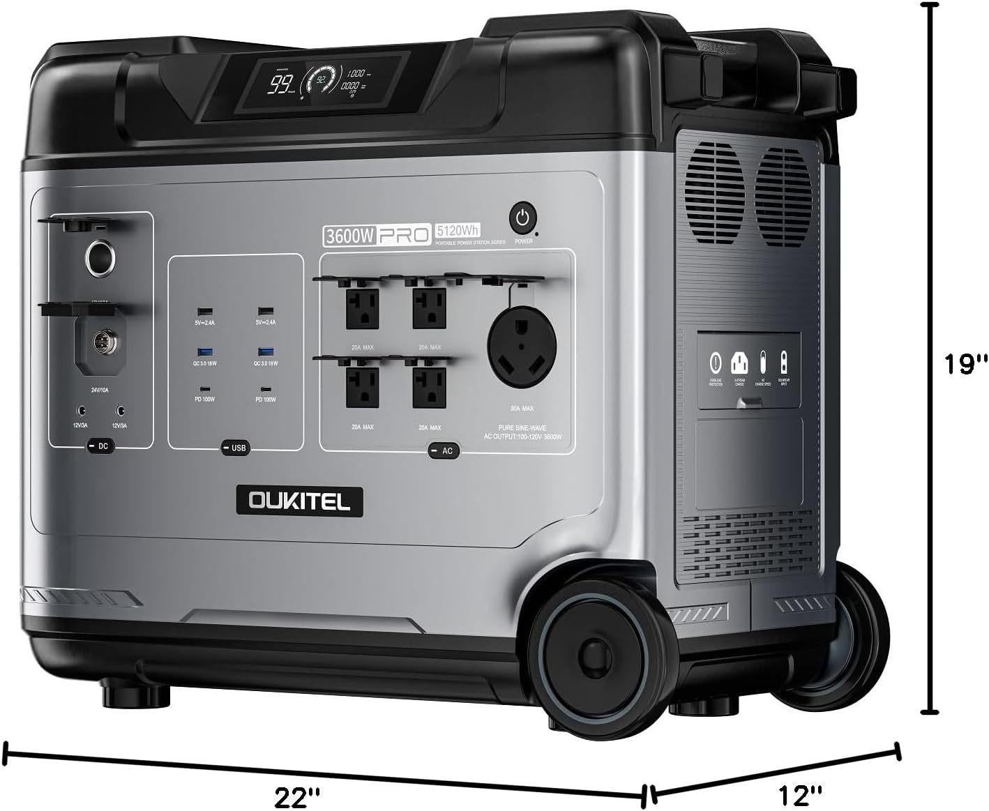 OUKITEL Portable Power Station P5000, Solar Generator with 5120Wh, 5x2200W AC Outlets (4000W Surge), 2.8H Full Charge, 1000W MPPT Solar, for Emergency, Home Backup, RV, Off-grid