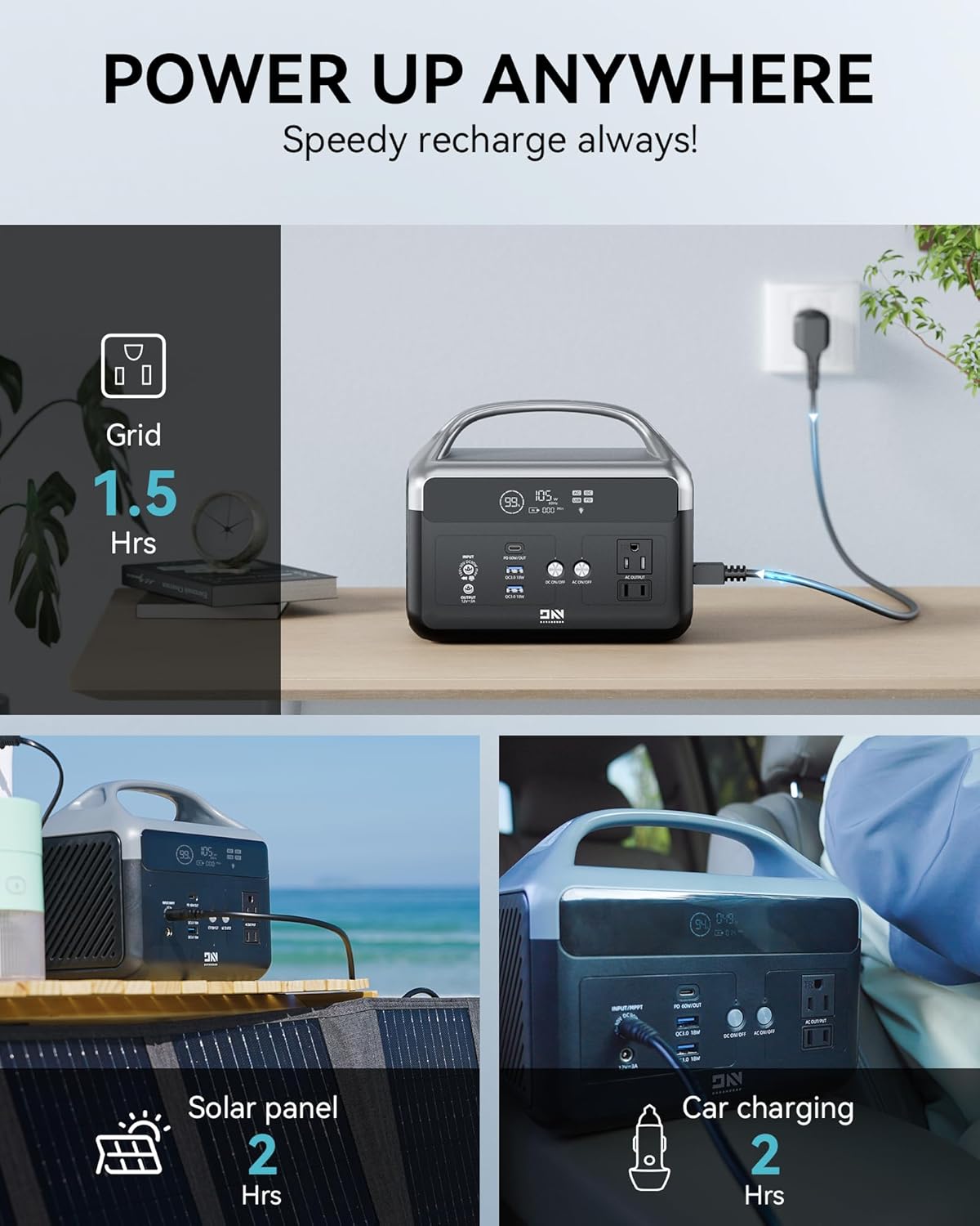 Portable Power Station 56,000mAh with Storage Bag,LiFePO4 Battery 300W(600W Surge) AC Outlets Power Station,1.5Hrs Fast Charging Solar Power Bank Portable Charger for Emergency/Home/Camping Essentials