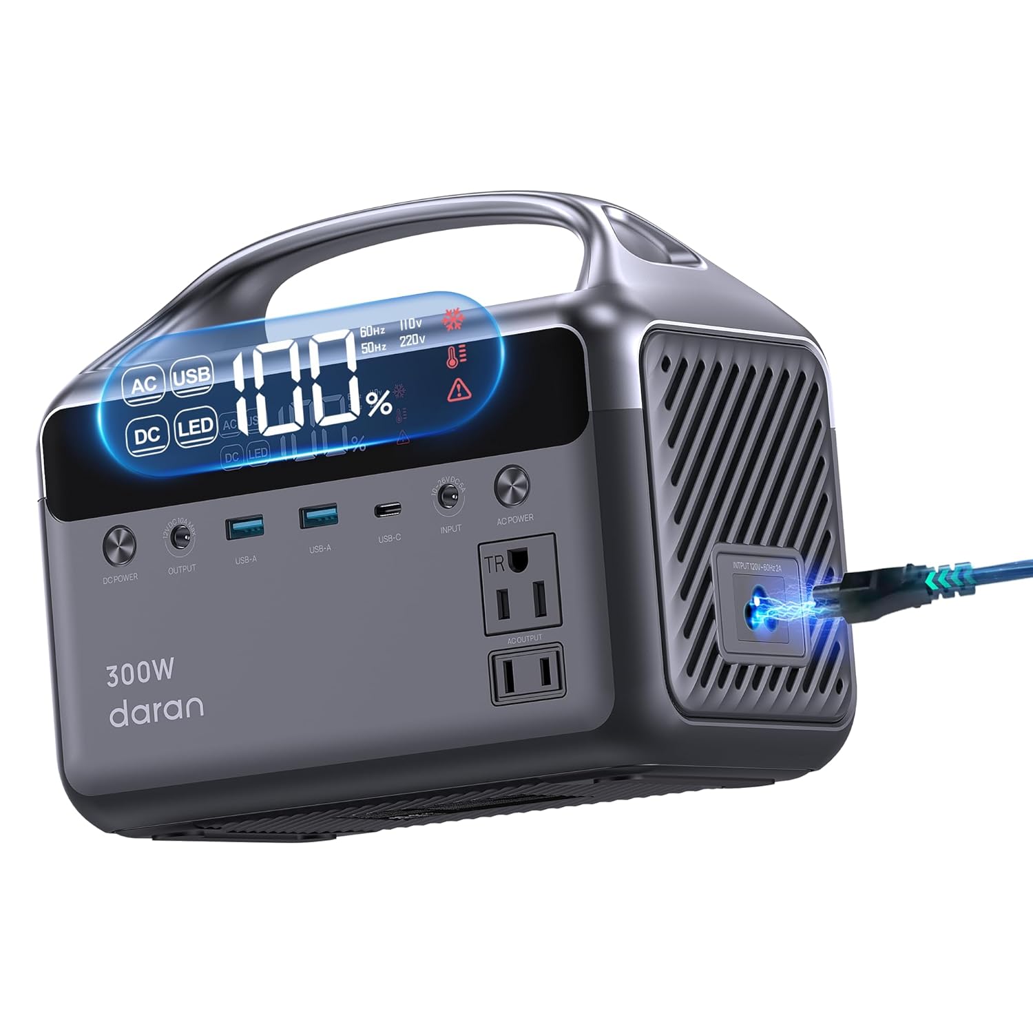 Portable Power Station 60000mAh, 192Wh LiFePO4 Battery Backup w/2 300W(600W Surge) AC Outlets, 5.5lbs Ultra-Light Solar Generator for Outdoor Camping, Traveling, and Emergencies