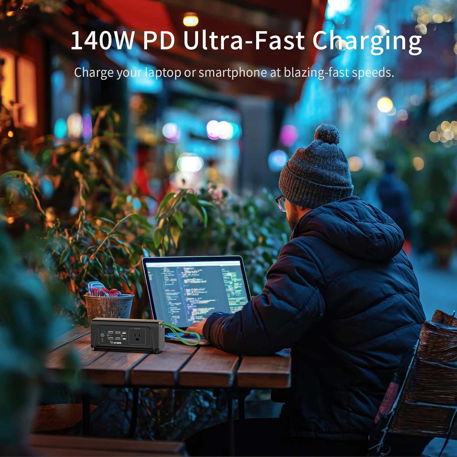 Power Bank Portable Power Station 26400mAh, 150W Max AC Outlet, 140W PD Fast Charging, 5 USB Ports, LED Flashlight, Energy for Camping Travel Emergency Backup - 97.68Wh | 4400mAh/22.2V | 6S2P