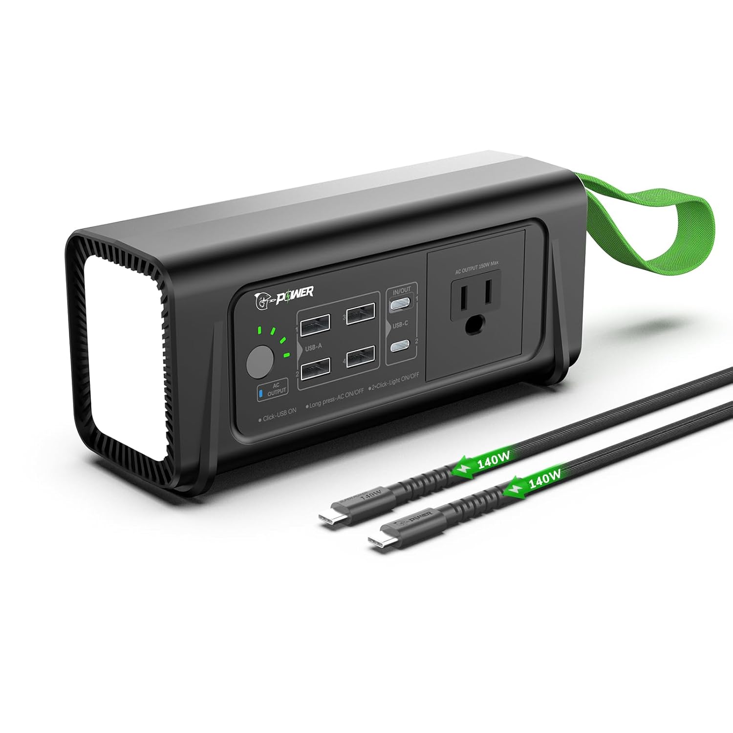 Power Bank Portable Power Station 26400mAh, 150W Max AC Outlet, 140W PD Fast Charging, 5 USB Ports, LED Flashlight, Energy for Camping Travel Emergency Backup - 97.68Wh | 4400mAh/22.2V | 6S2P