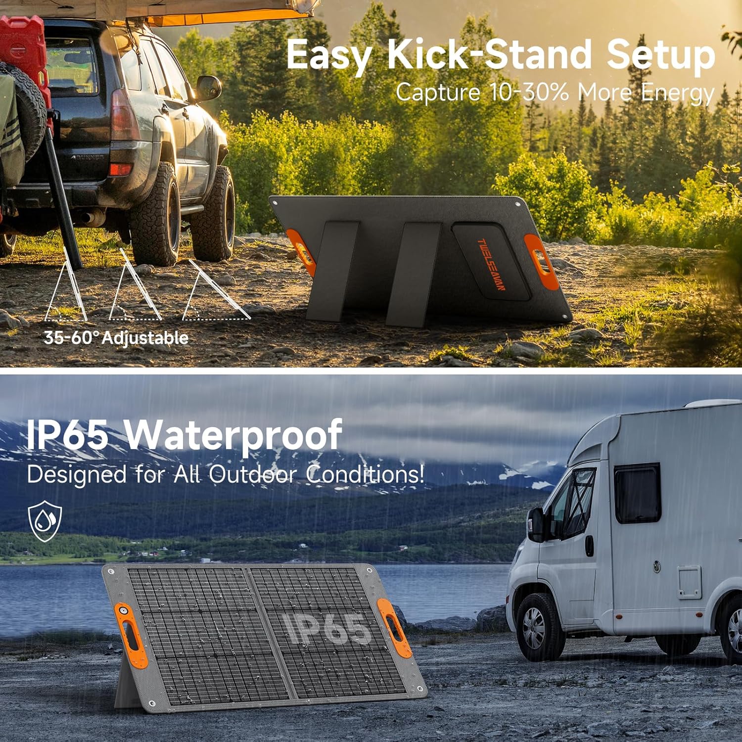 200W Portable Solar Panel for Power Station, 24% High Efficiency ETFE Foldable Solar Panel Charger, QC3.0, Type-C 60W, MC4 Output, IP65 Waterproof, for Outdoor Camping, RV, Emergency Power Supply