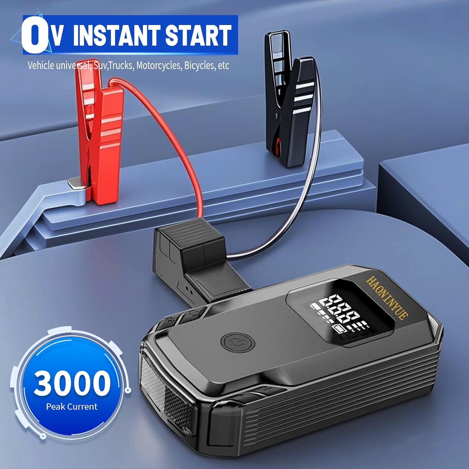 3000A 150PSI Jump Starter with Air Compressor, 12V Portable Jump Box (8.5L Gas/6.5L Diesel), Jump Pack with LED Light, Power bank, Car Jumper with Jumper Starter, Storage Case Included
