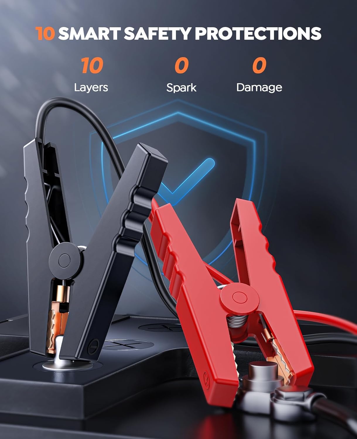 8-in-1 Jump Starter with Air Compressor 7000A 150PSI Portable Car Battery Jump Starter (All Gas/10L Diesel), 12V Jump Box Car Battery Jumper Starter Portable with Jumper Cables, Lights