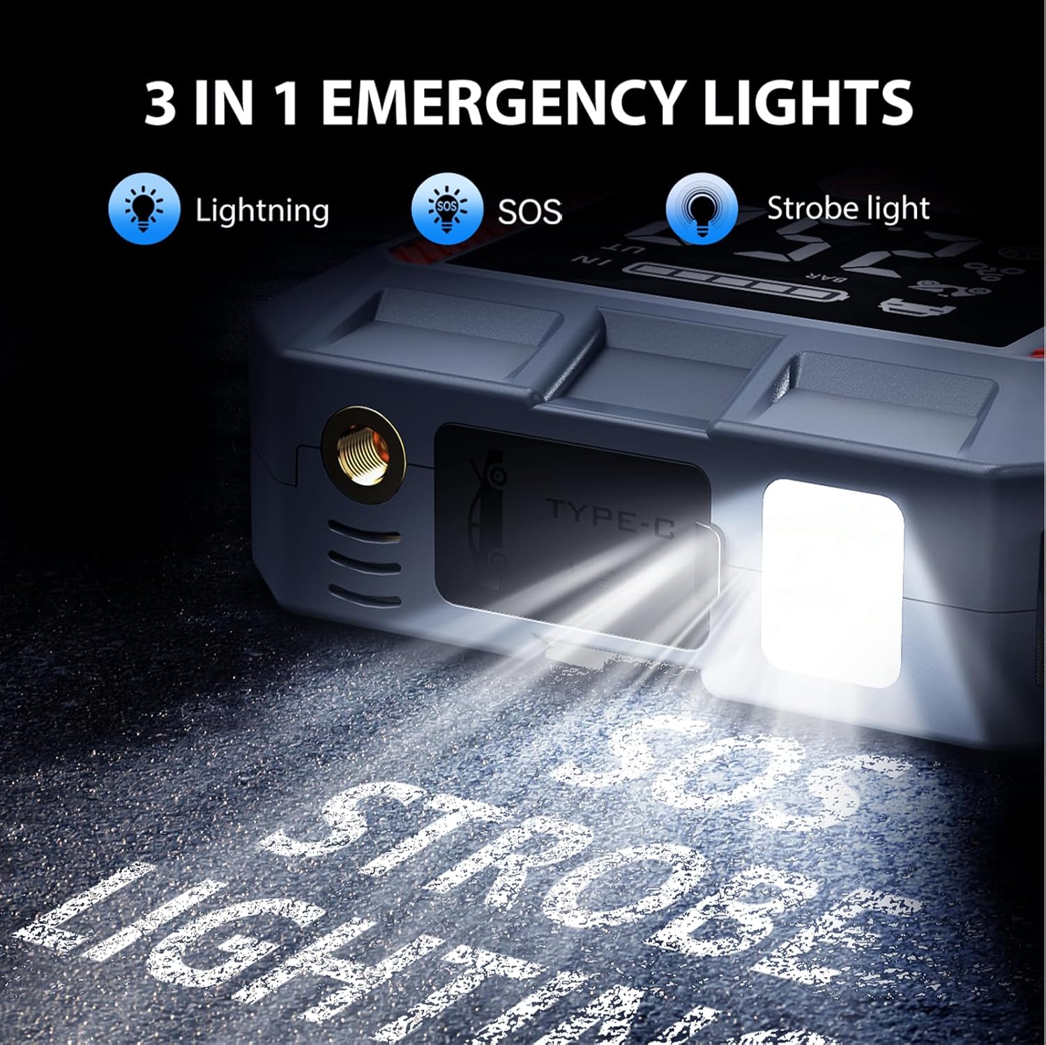 8000A Jump Starter with Air Compressor, 26800mAh Car Battery Jump Starter (All Gas/16L Diesel), 150PSI Battery Jumper Starter Portable, Jump Box with Smart Jumper Cables, Jump Pack with USB QC3.0