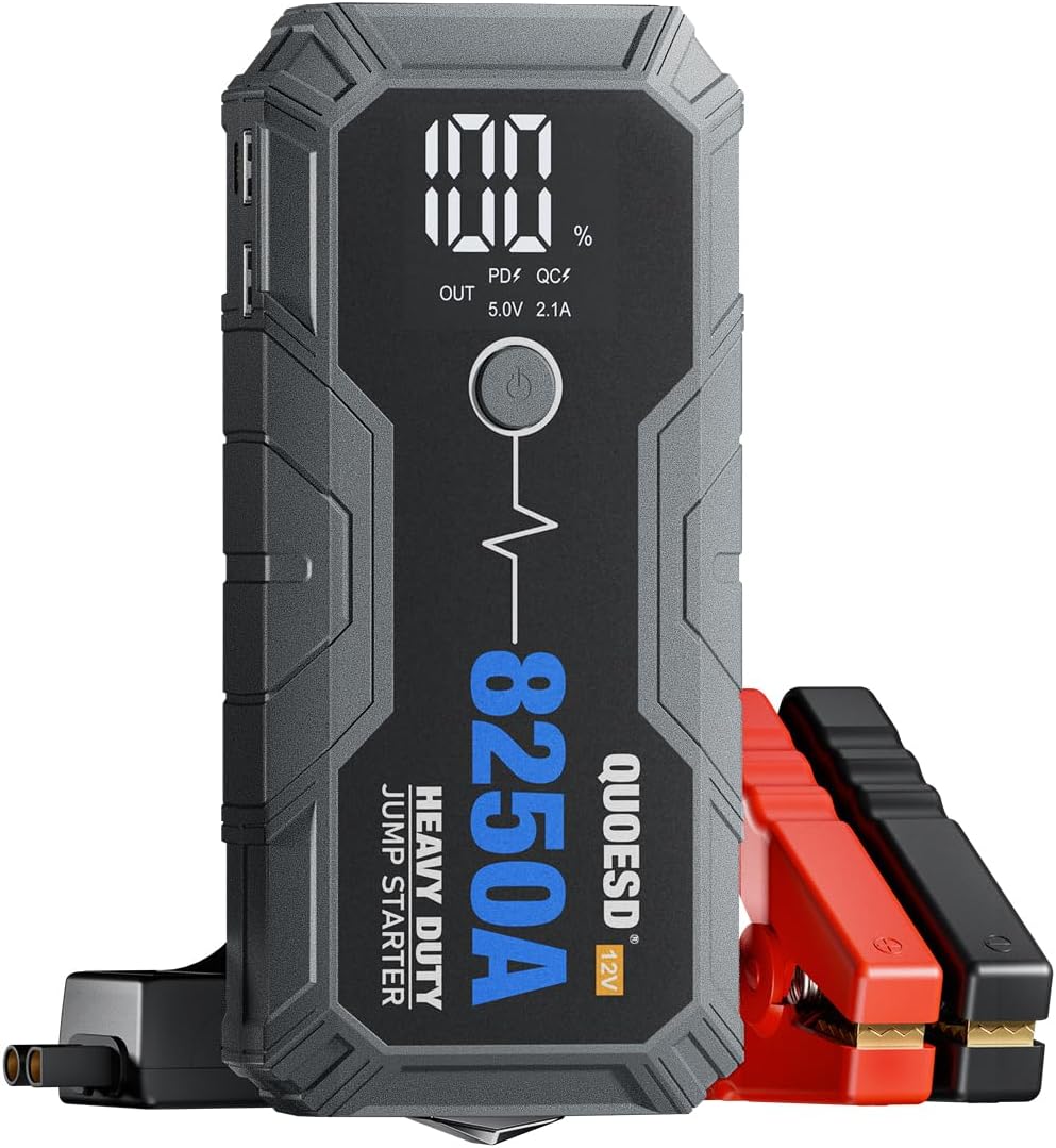 8250A Jump Starter Battery Jump Starter Battery Pack (for All Gas or 10.0+L Diesel), 12V Potable Heavy Duty Car Jump Start with 60W Power Bank 48-Months Stand-by Time 8250A Jump Starter Battery Jump Starter Battery Pack (for All Gas or 10.0+L Diesel), 12V Potable Heavy Duty Car Jump Start with 60W Power Bank 48-Months Stand-by Time