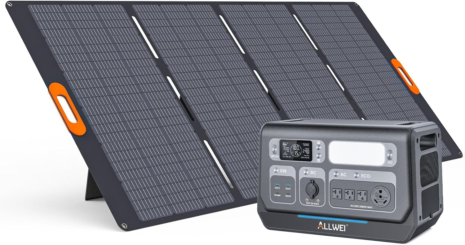 ALLWEI Portable Power Station 300W, 280Wh Solar Generator with 110V Pure Sine Wave AC Outlet, Backup Lithium Battery Generator for CPAP Outdoor RV Camping Emergency Home Use