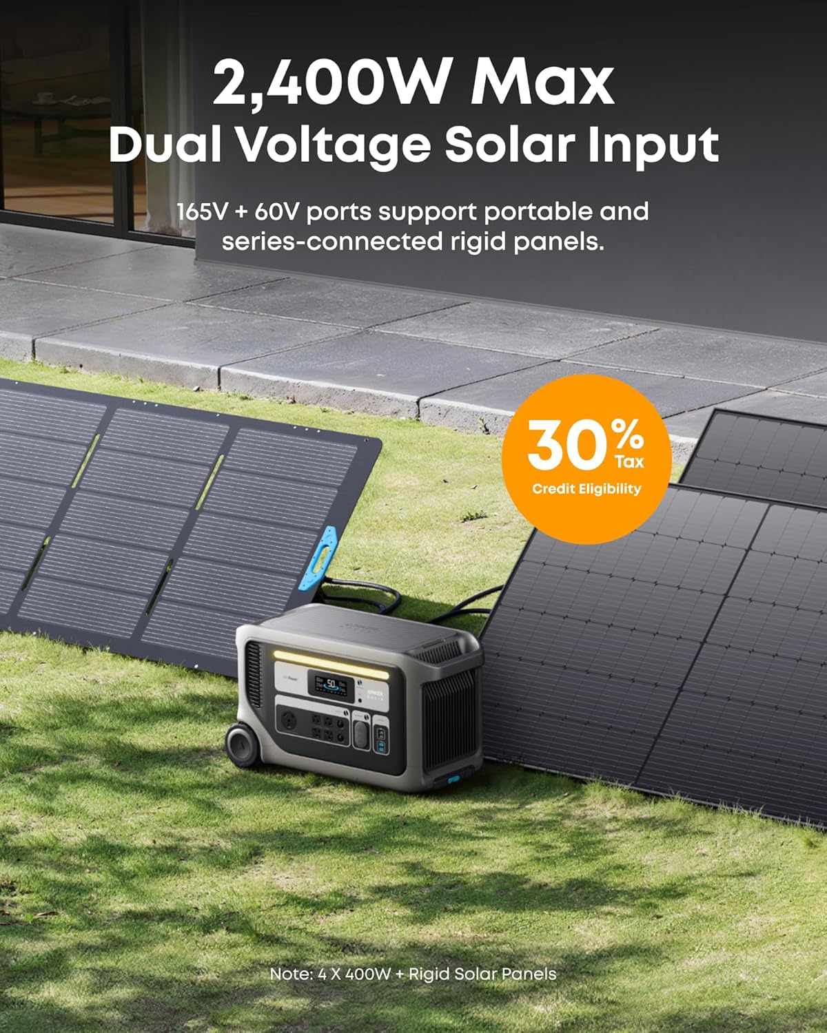 Anker SOLIX F3000 Portable Power Station and 400W Solar Panel, 3,072Wh, 6,000W Recharging, Solar Generator for Home Use, Expandable to 24kWh, For Outages, Camping, RVs, and Emergencies
