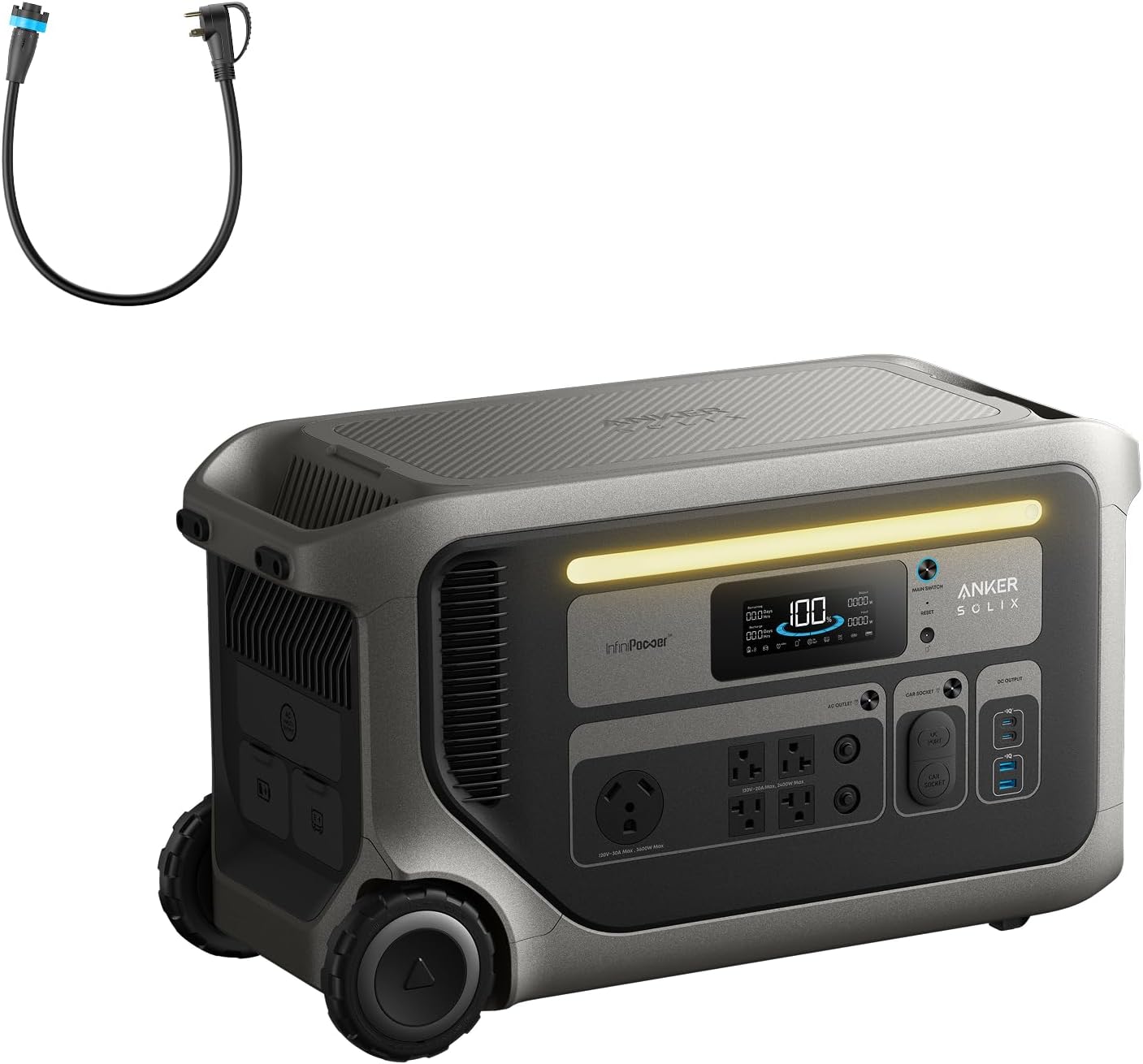 Anker SOLIX F3000 Portable Power Station and 400W Solar Panel, 3,072Wh, 6,000W Recharging, Solar Generator for Home Use, Expandable to 24kWh, For Outages, Camping, RVs, and Emergencies