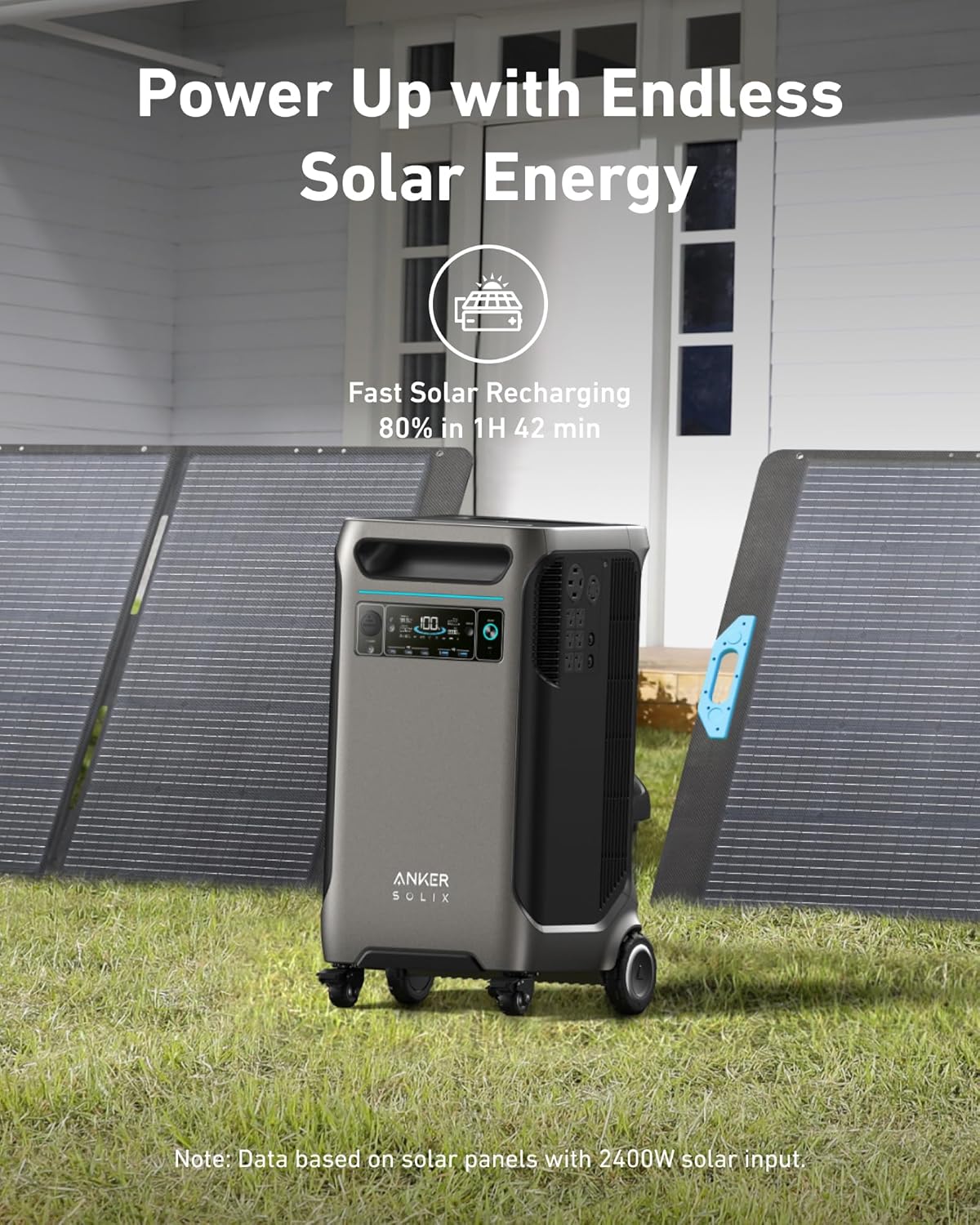 Anker SOLIX F3800 Portable Power Station with 400W Solar Panel, 3840Wh LiFePO4 Battery, 6000W AC output with 120V/240V, Solar Generator for Home Use, RV, Emergencies, Power Outages, Outdoor Camping