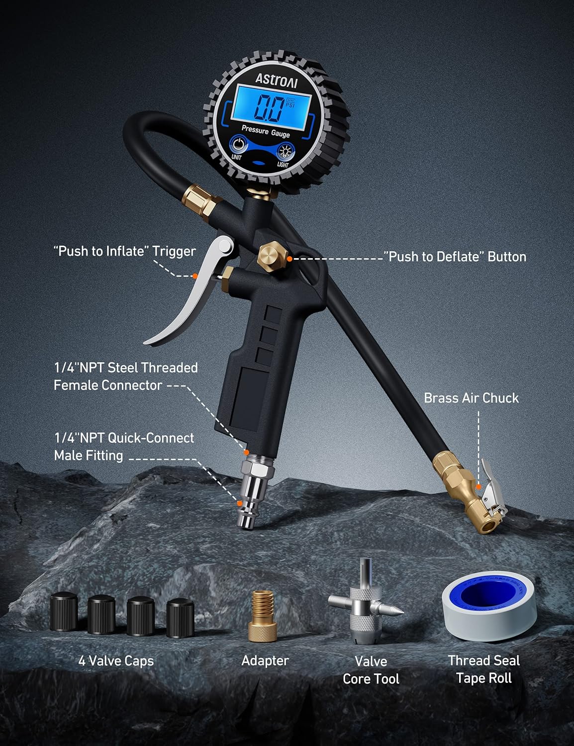 AstroAI Digital Tire Pressure Gauge with Inflator  S8 Air Jump Starter with Air Compressor