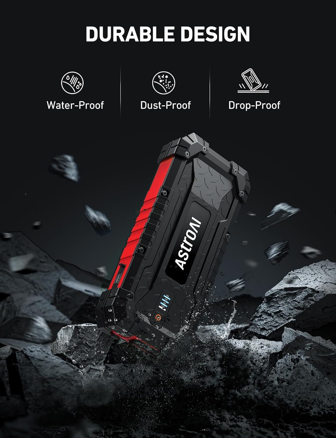 AstroAI S8 Ultra 4000A Jump Starter, 24000mAh Car Starter(All Gas, Up to 12L Diesel Engine), 12V Auto Battery Booster Pack, Jump Box with USB Quick Charge and DC/Type C Port, LED Light, Jumper Cable
