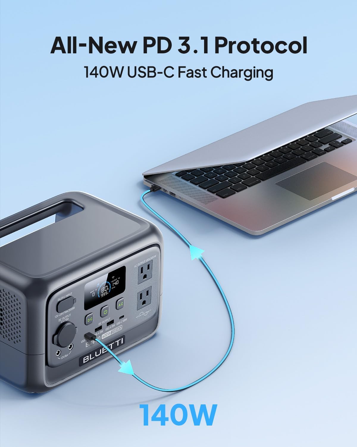 BLUETTI Elite 30 V2 Portable Power Station, 288Wh Solar Generator, 600W AC Outlets (Power Lifting 1500W), 0-100% in 70 Min, LiFePO4 Battery Backup for Camping, Road Trip, Outage (Solar Panel Optional)