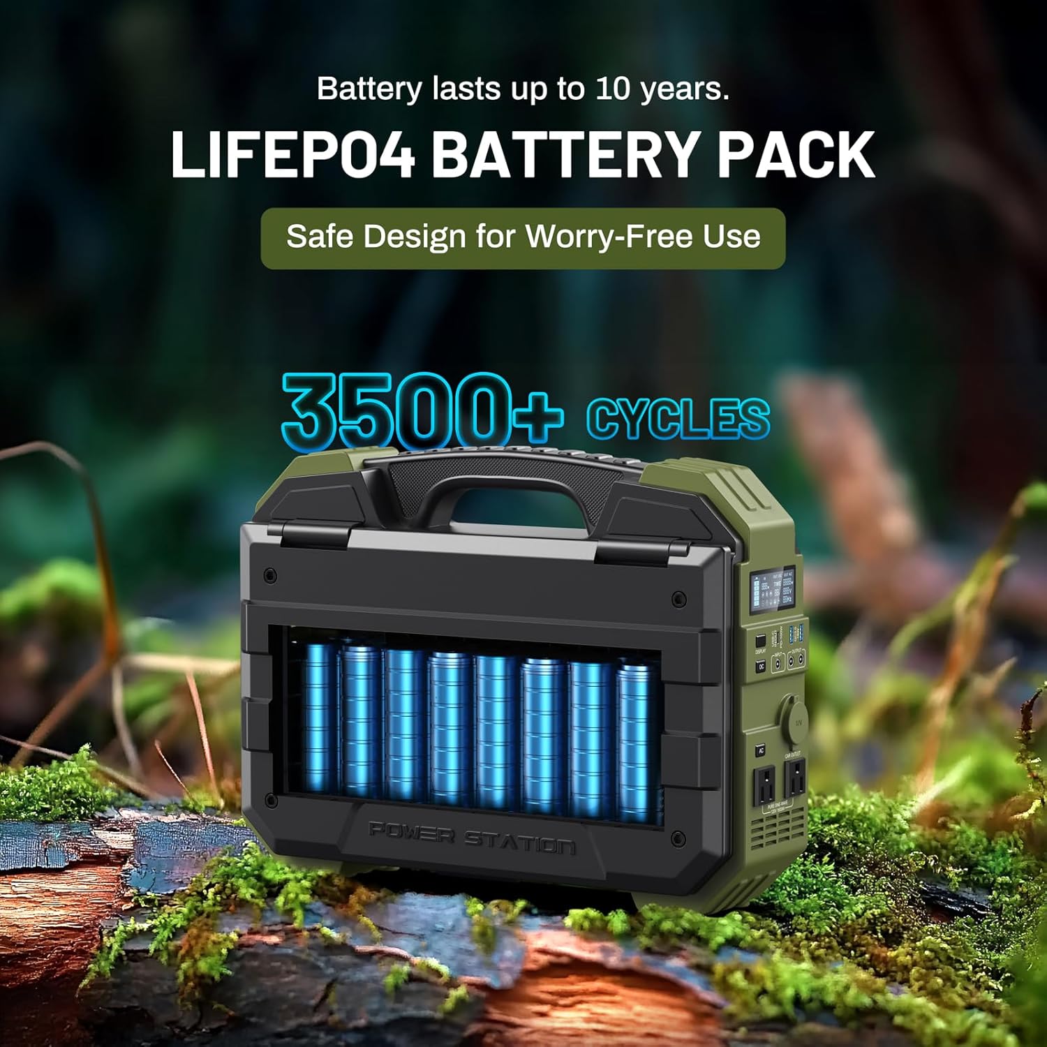BROWEY Portable Power Station, 1000W Solar Generator with Built-in Solar Panel, 614WH/192000mAh LiFePO4 Battery Pack, AC/DC/USB/PD Outputs, for Outdoor Camping, RV Travel, Emergency Preparedness