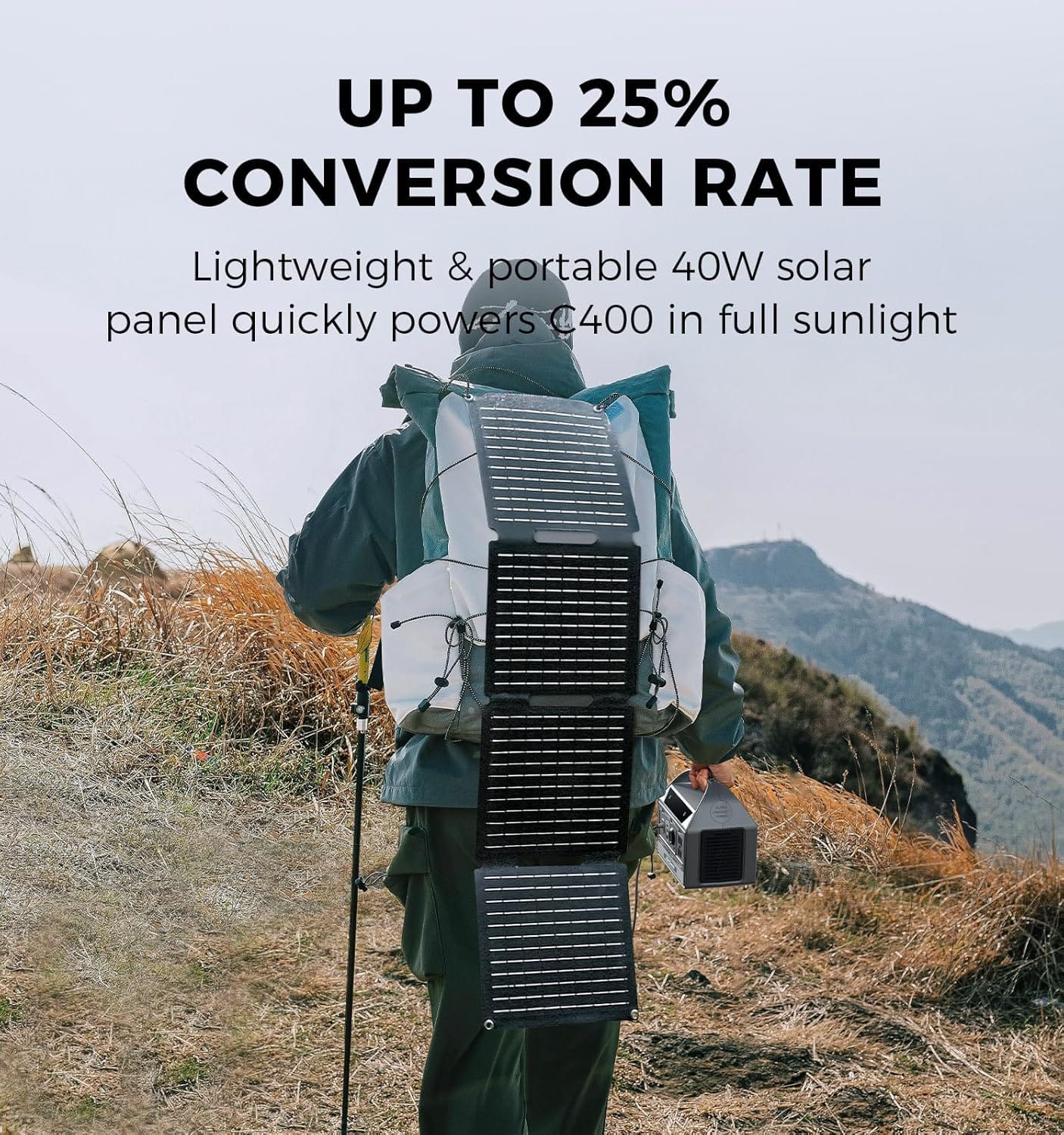 C400 Solar Generator Kit | 400W Portable Power Station + 40W Foldable Solar Panel | 256Wh LiFePO4 Battery, 800W Surge| for Camping, RV, Emergency Backup