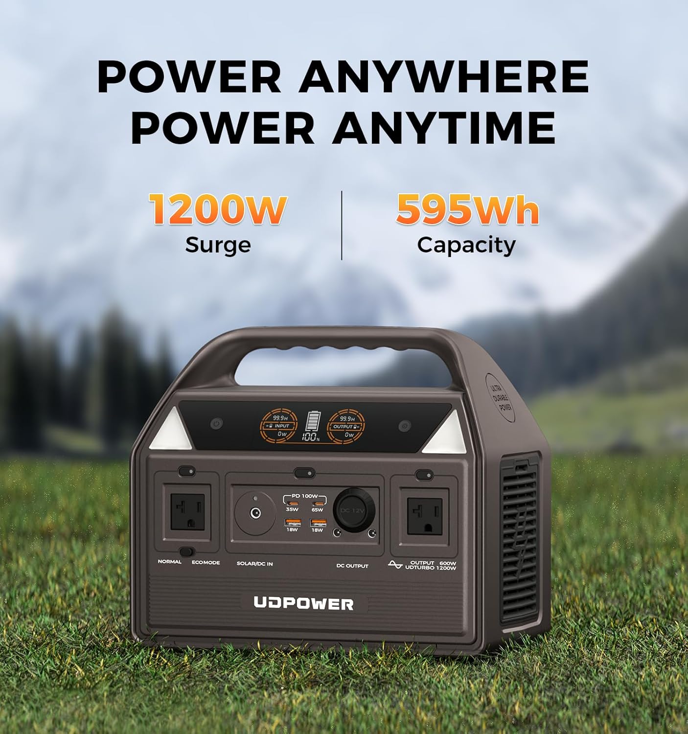 C600 Solar Generator with dual 120W Solar Panel - 600W Portable Power Station(Surge 1200W) AC Output, 595Wh LiFePO4 Battery, for Camping, Travel, RV, Emergency Power Backup(Brown)