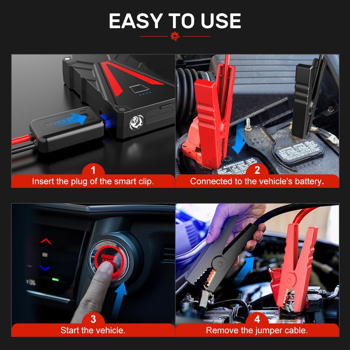 Car Battery Jump Starter 3500A 13800mAh Jump Box (8.0L Gas/7.0L Diesel) Portable Car Jump Starter Battery Pack 12V Lithium Car Battery Jumper Starter with German Jumper Cables, Fast Charge, Compact