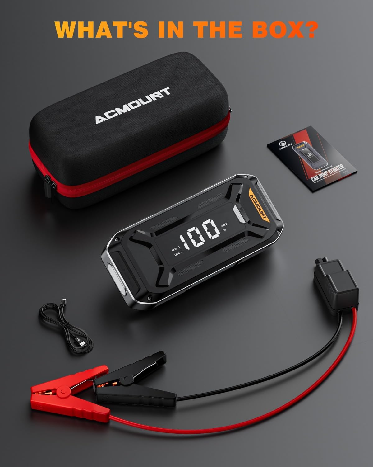 Car Battery Jump Starter Portable, 6000A 12V Car Jumper Starter with Jump Box (All Gas/10.0L Diesel), LCD Display, USB Quick Charge  LED Light, Ultimate Durable Long-Lasting Battery Jump Pack