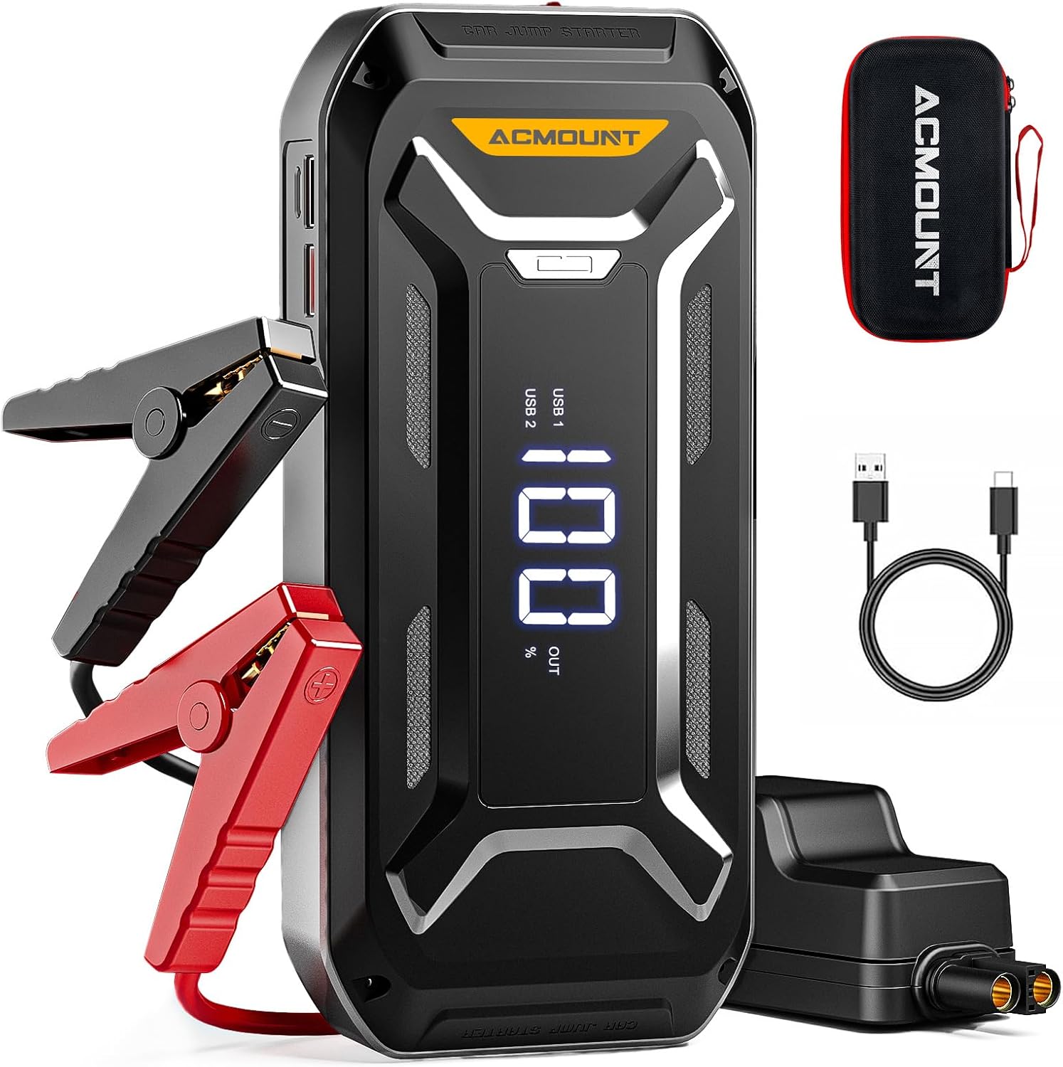 Car Battery Jump Starter Portable, 6000A 12V Car Jumper Starter with Jump Box (All Gas/10.0L Diesel), LCD Display, USB Quick Charge  LED Light, Ultimate Durable Long-Lasting Battery Jump Pack