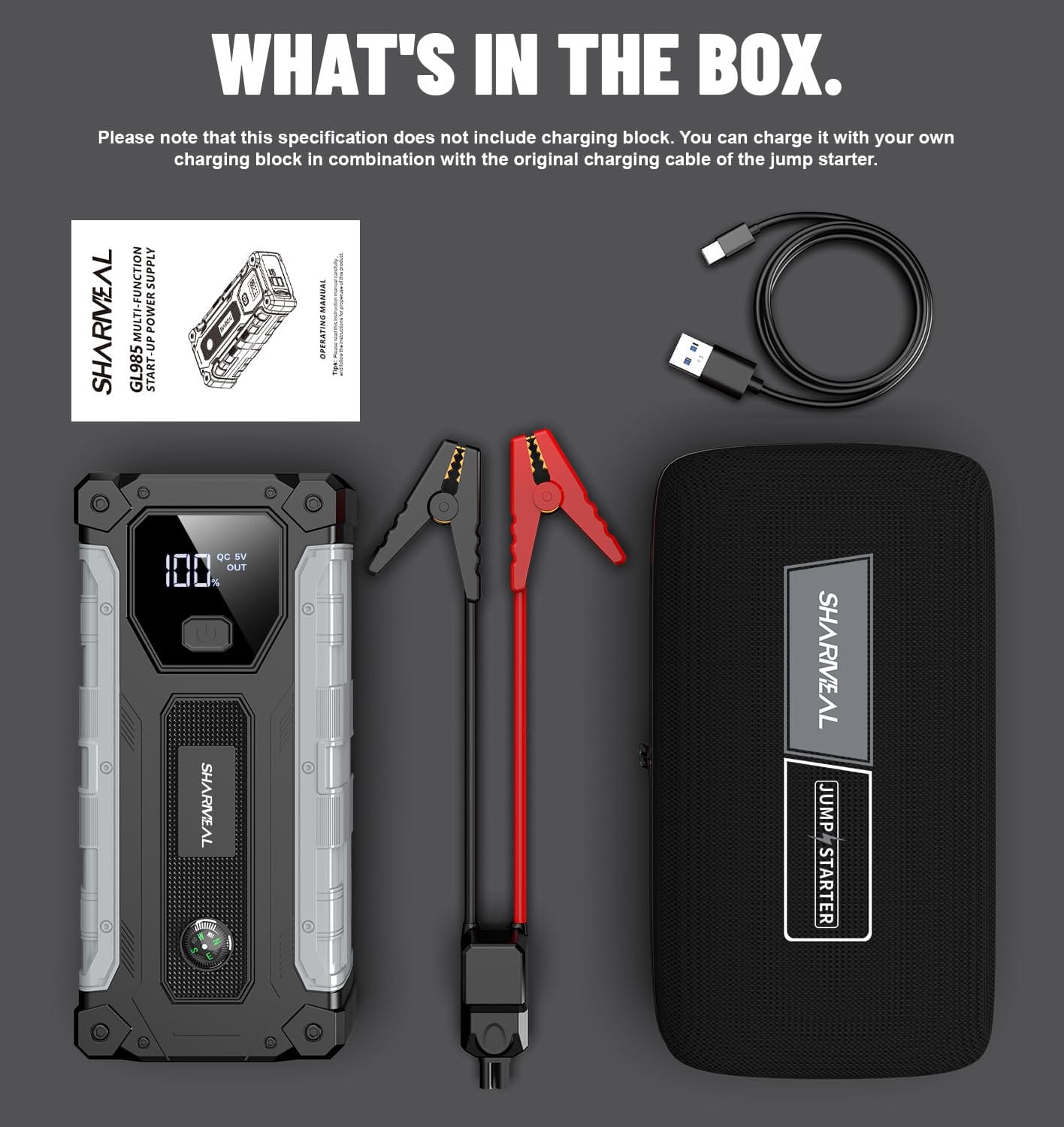 Car Jump Starter 4000A, Jump Starter Battery Pack for Up to 10.0L Gas and 8.0L Diesel Engines, 12V Portable Jump Box with LED Light