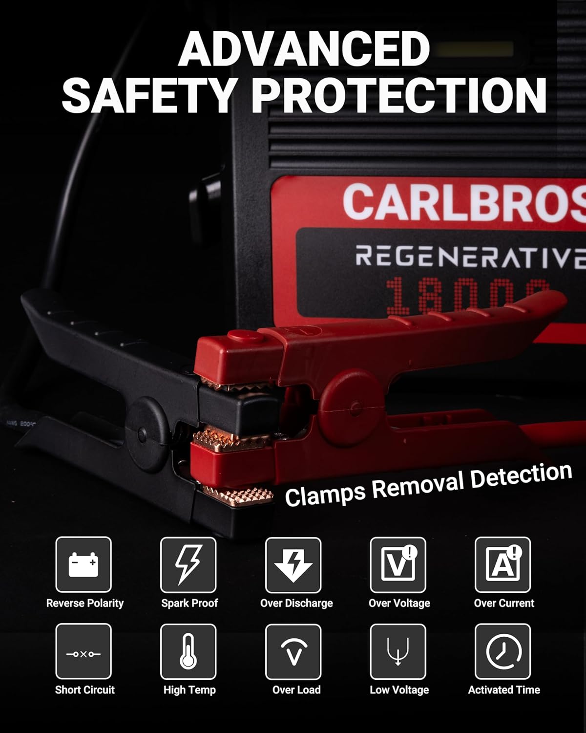 CB40 Heavy Duty Jump Starter, 40S Fast Recharge, 18000A 12/24 Volt Battery Jump Pack for Gas  Diesel Engines Up to 45L, LiFePO4 Commercial Battery Jumper Box for Truck