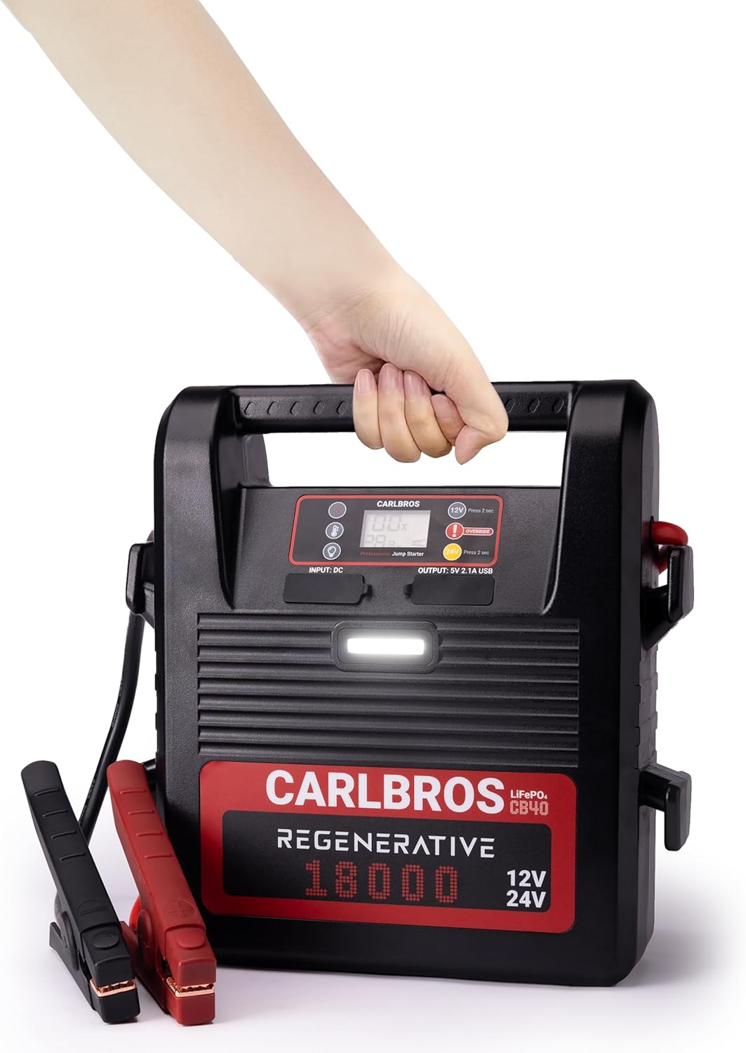 CB40 Heavy Duty Jump Starter, 40S Fast Recharge, 18000A 12/24 Volt Battery Jump Pack for Gas  Diesel Engines Up to 45L, LiFePO4 Commercial Battery Jumper Box for Truck