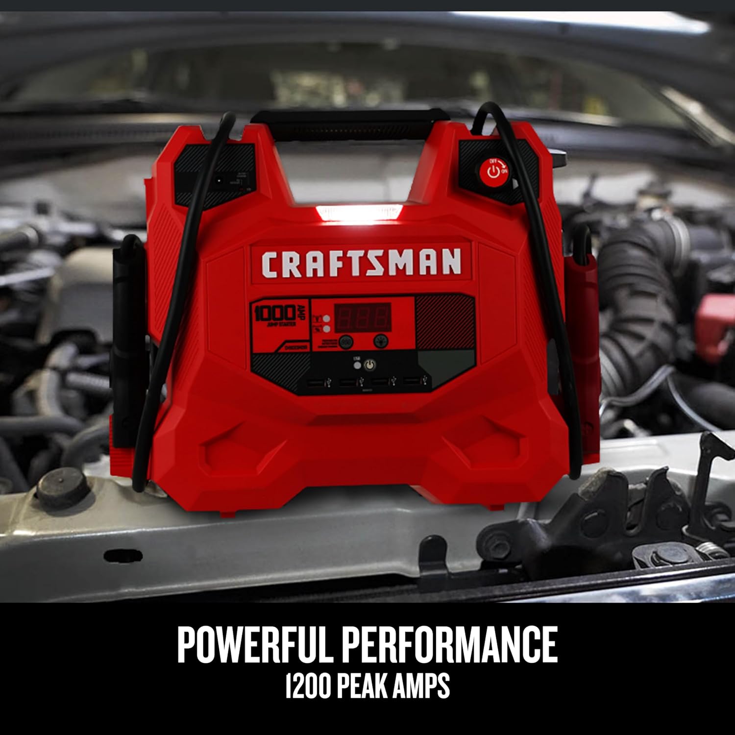CRAFTSMAN Jump Starter and Portable Power Station, CMXCESM281, 3-in-1, 1000 Amps, 12 Volt, DC Port, 4 USB Ports, LED Work Light, for Car, SUV, Truck, and Marine Batteries