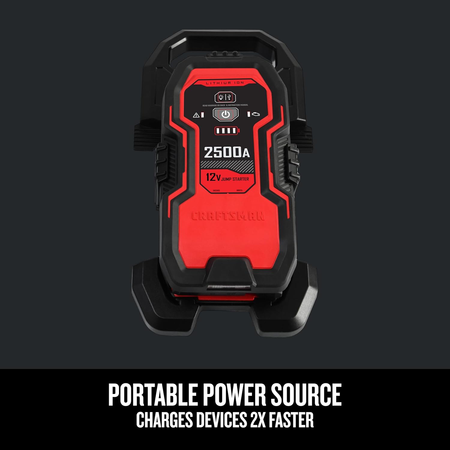 CRAFTSMAN Lithium Jump Starter and Portable Power Pack, CMXCESM264, 3-in-1, 2.4 Amp USB Port, LED Light, 1500 Amps, 12 Volt, for Motorcycle, Car, SUV, Truck, and Marine Batteries