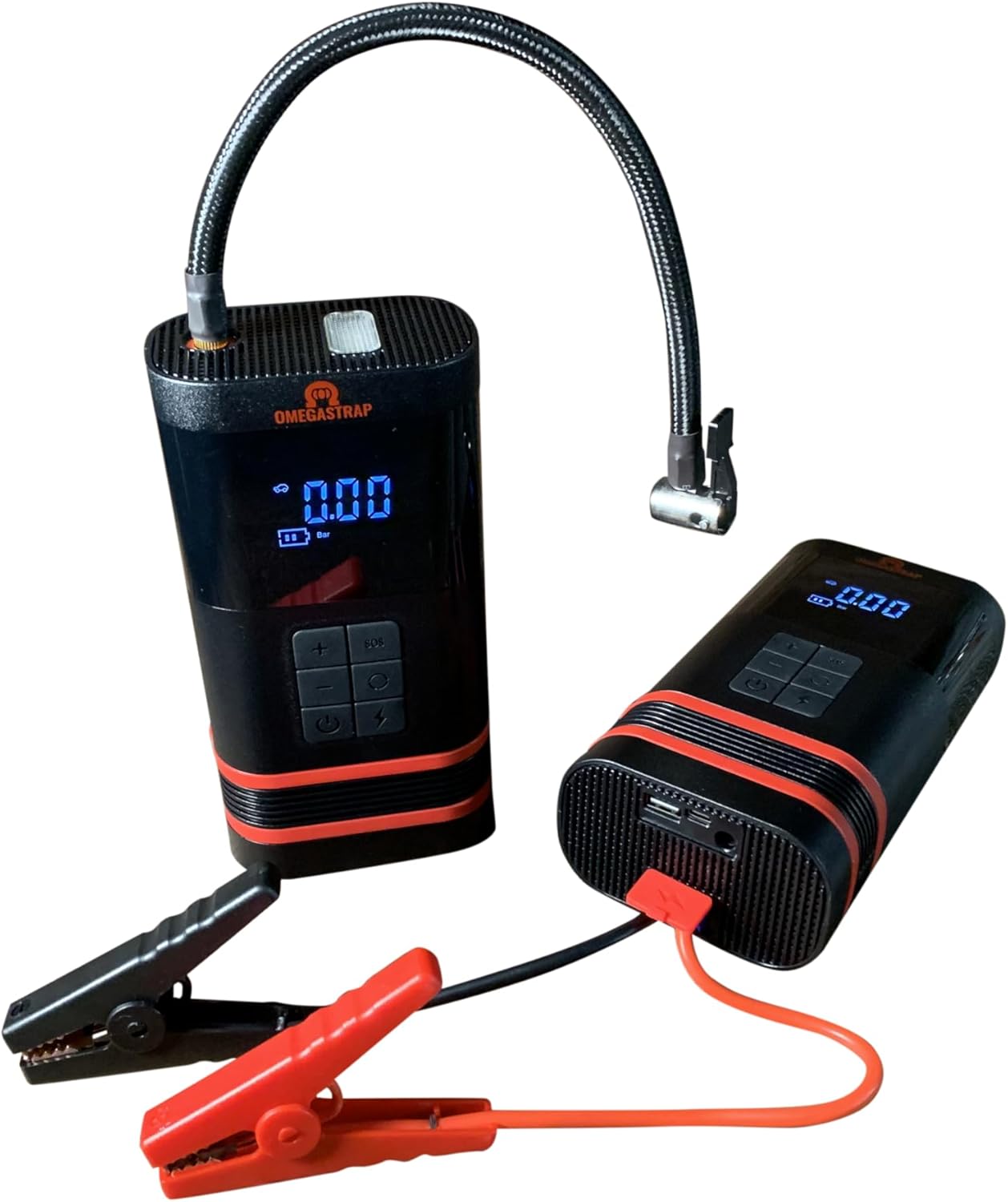 Crossfire by OmegaStrap Jump Starter with Air Compressor, 1000 Amp 12V Portable Battery Booster, Jump Pack, with 150 PSI Tire Inflator