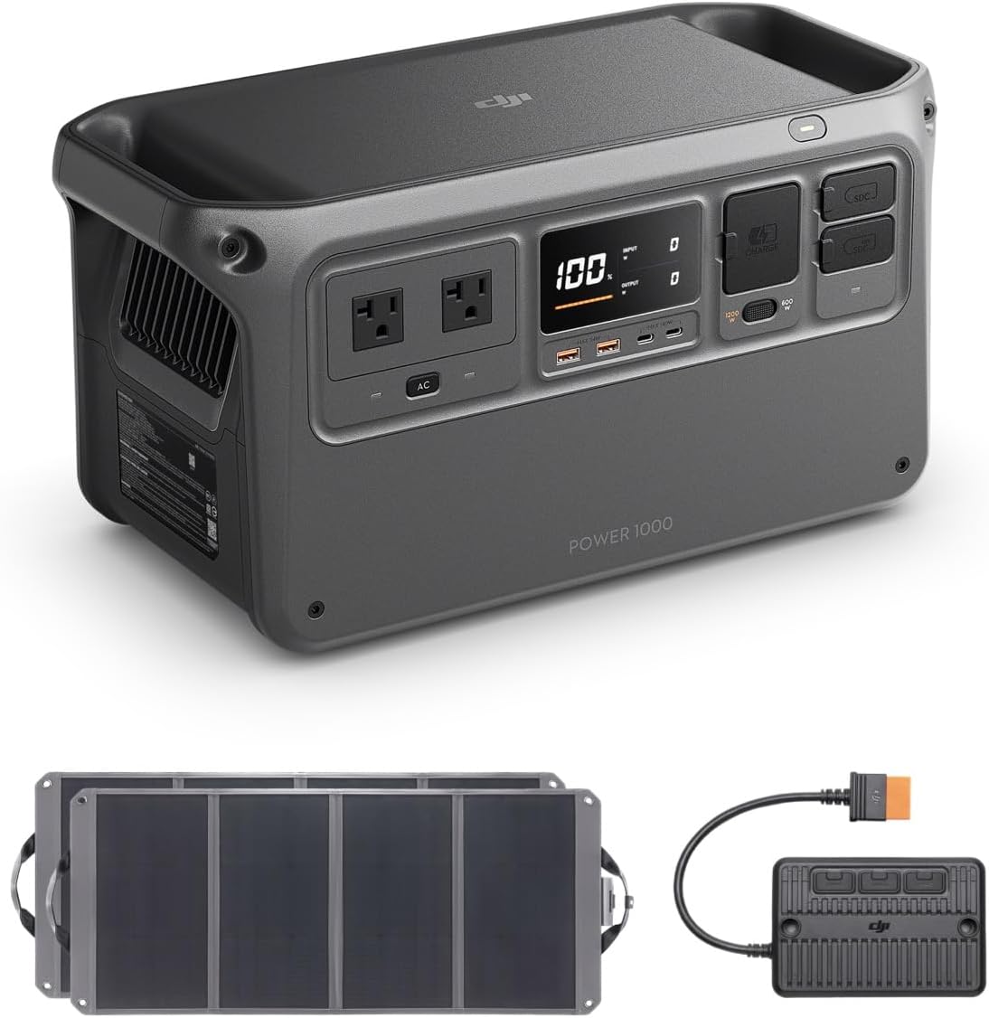 DJI Power 1000 Portable Power Station, 1024Wh LiFePO4 Battery, 2200W (Peak 2600W) AC/140W USB-C Output, 23db Ultra-Silent, Solar Generator For Home Backup, Camping(Solar Panel Optional)