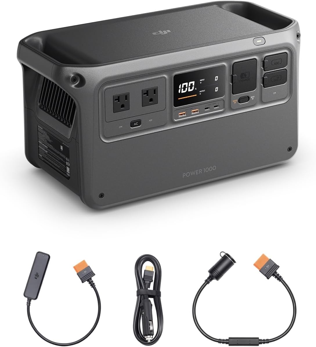 DJI Power 1000 Portable Power Station, 1024Wh LiFePO4 Battery, 2200W (Peak 2600W) AC/140W USB-C Output, 23db Ultra-Silent, Solar Generator For Home Backup, Camping(Solar Panel Optional)