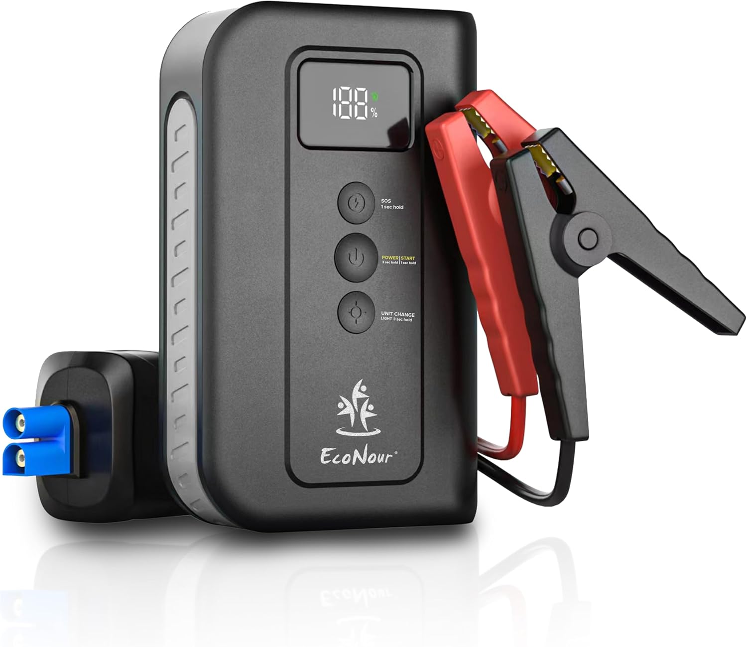EcoNour 2500A Portable Car Jump Starter – 12V Battery Booster Pack Up to 8.5L Gas  6L Diesel Engines – Heavy-Duty Jump Box with Smart Jumper Cables, USB Charger, LED Flashlight – for Cars,SUVs,Trucks