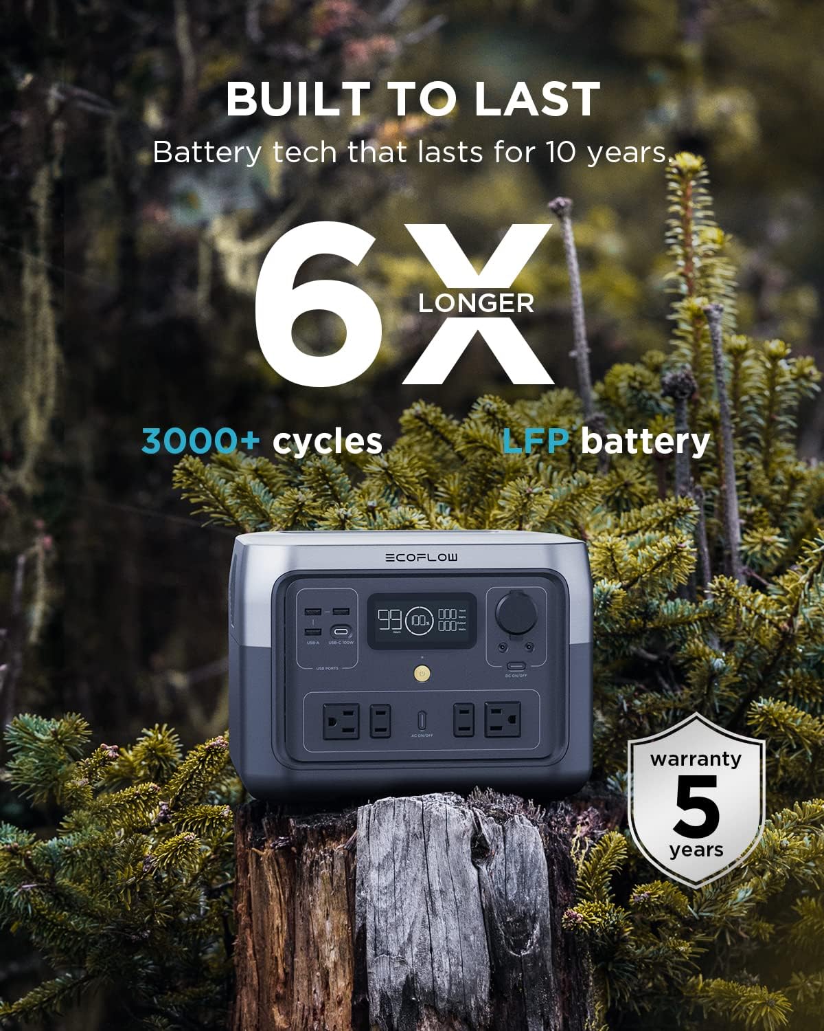 EF ECOFLOW Portable Power Station River 2 Max 500, 499Wh LiFePO4 Battery/ 1 Hour Fast Charging, Up to 1000W Output Solar Generator (Solar Panel Optional) for Outdoor Camping/RVs/Home Use
