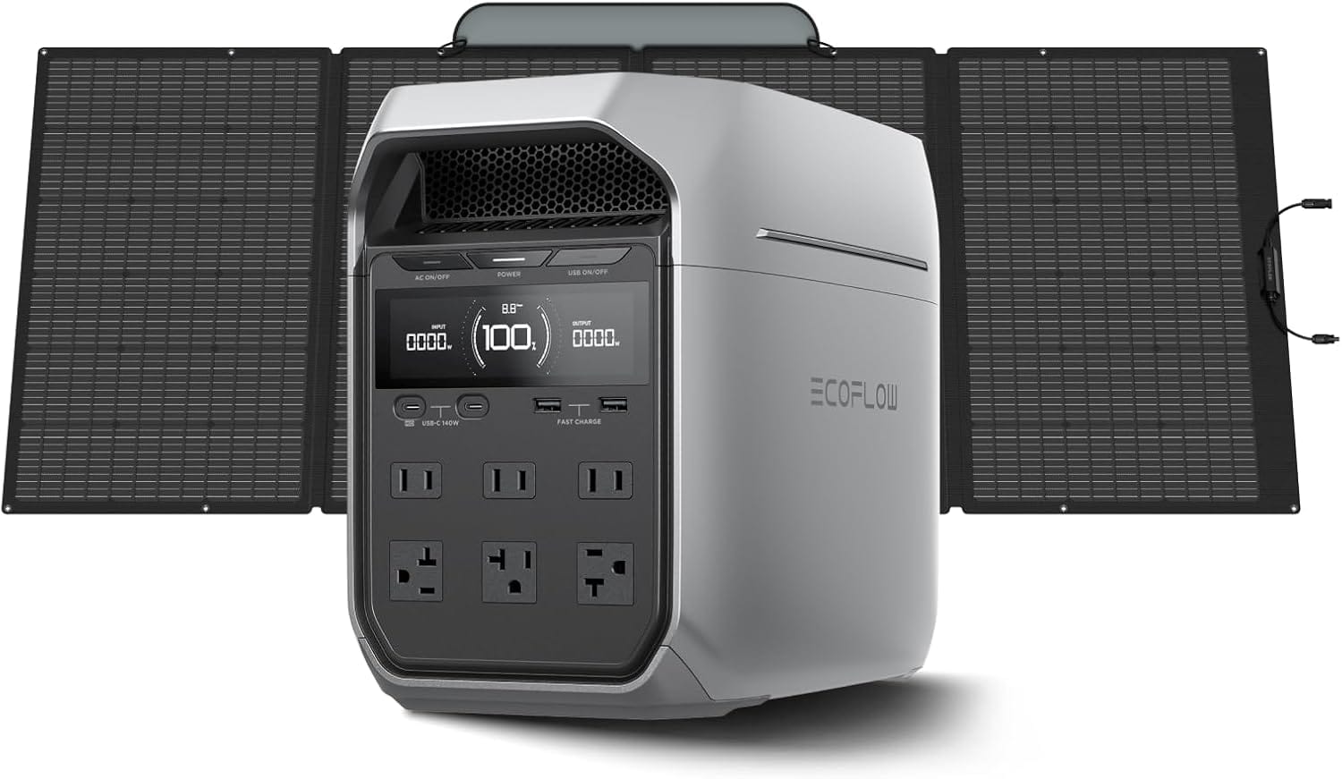 EF ECOFLOW Solar Generator DELTA 3 Plus with 220W Bifacial Solar Panel, 1000W Solar Input, LFP(LiFePO4) Battery, Portable Power Station for Home Backup Power, Camping  RVs