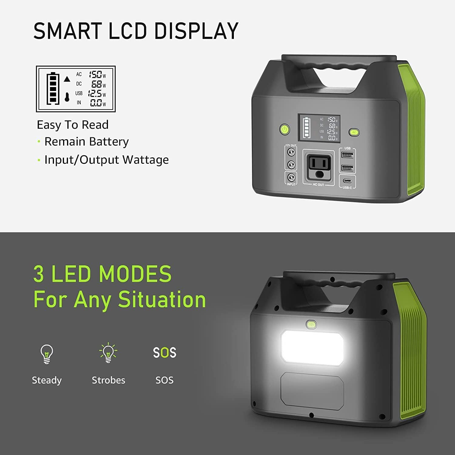 EnginStar Portable Power Station 300W 296Wh Battery Bank with 110V Pure Sine Wave AC Outlet for Outdoors Camping Hunting and Emergency, 80000mAh Backup Battery Power Supply for CPAP