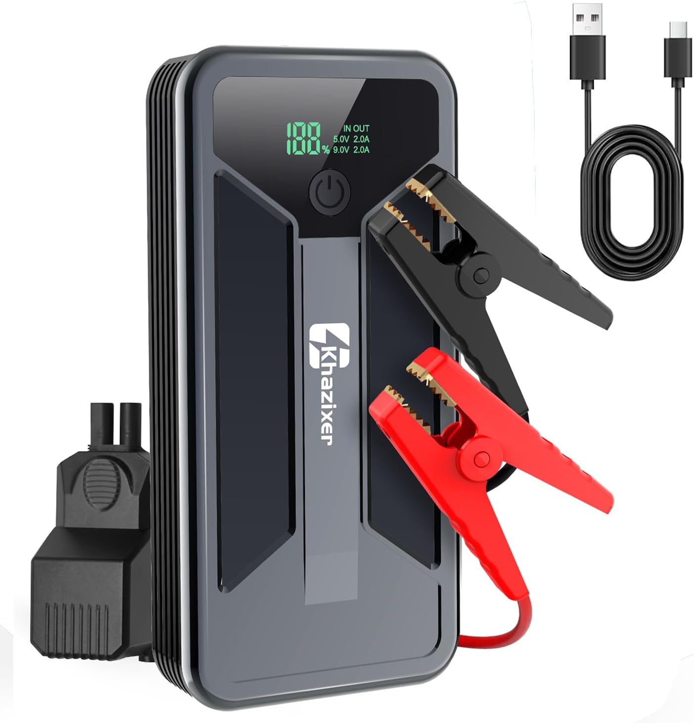 ET02 Car Battery Jump Starter 3000A Peak, 12V Lithium Portable Jumper Starter for up to 9.0L Gas and 7.0L Diesel Engines, 12V Battery Jump Starter with Jumper Cable