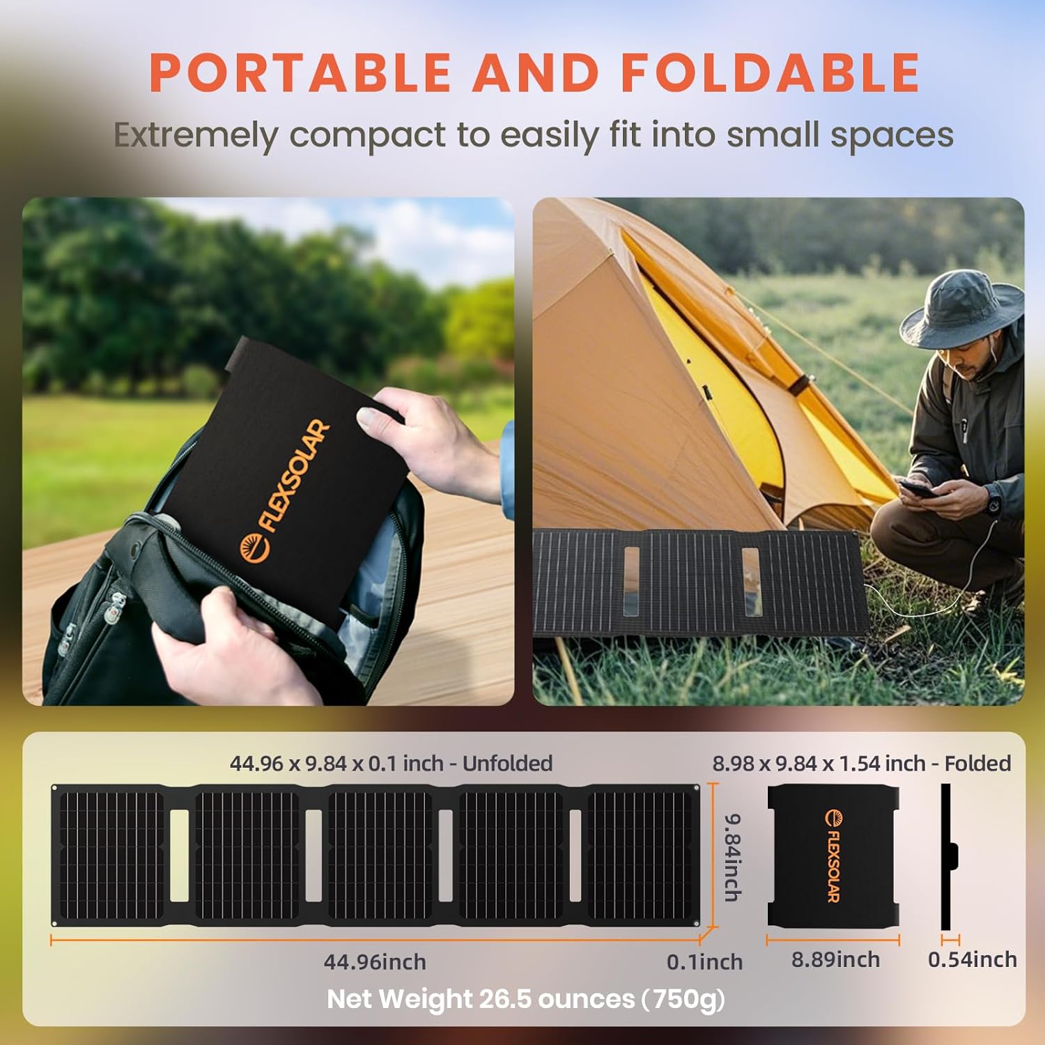 FlexSolar 100W Portable Solar Panels Chargers with PD3.0 USB-C,QC3.0 USB-A and DC Outputs Foldable IP67 Waterproof Power Emergency Camping for Small Power Station Generator,Phones, Power Banks