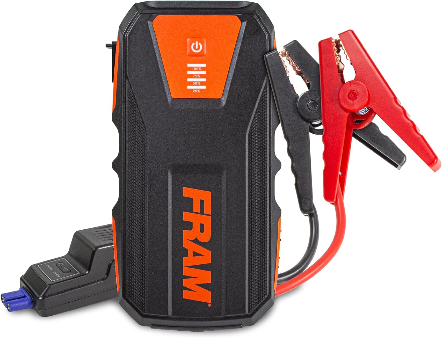 FRAM FEK40002 Portable Emergency Tire Inflator with 6000mAh Battery and 12V, 150PSI Air Pump for Car, Bike, Motor, Ball with Digital Tire Pressure Gauge with LED Light