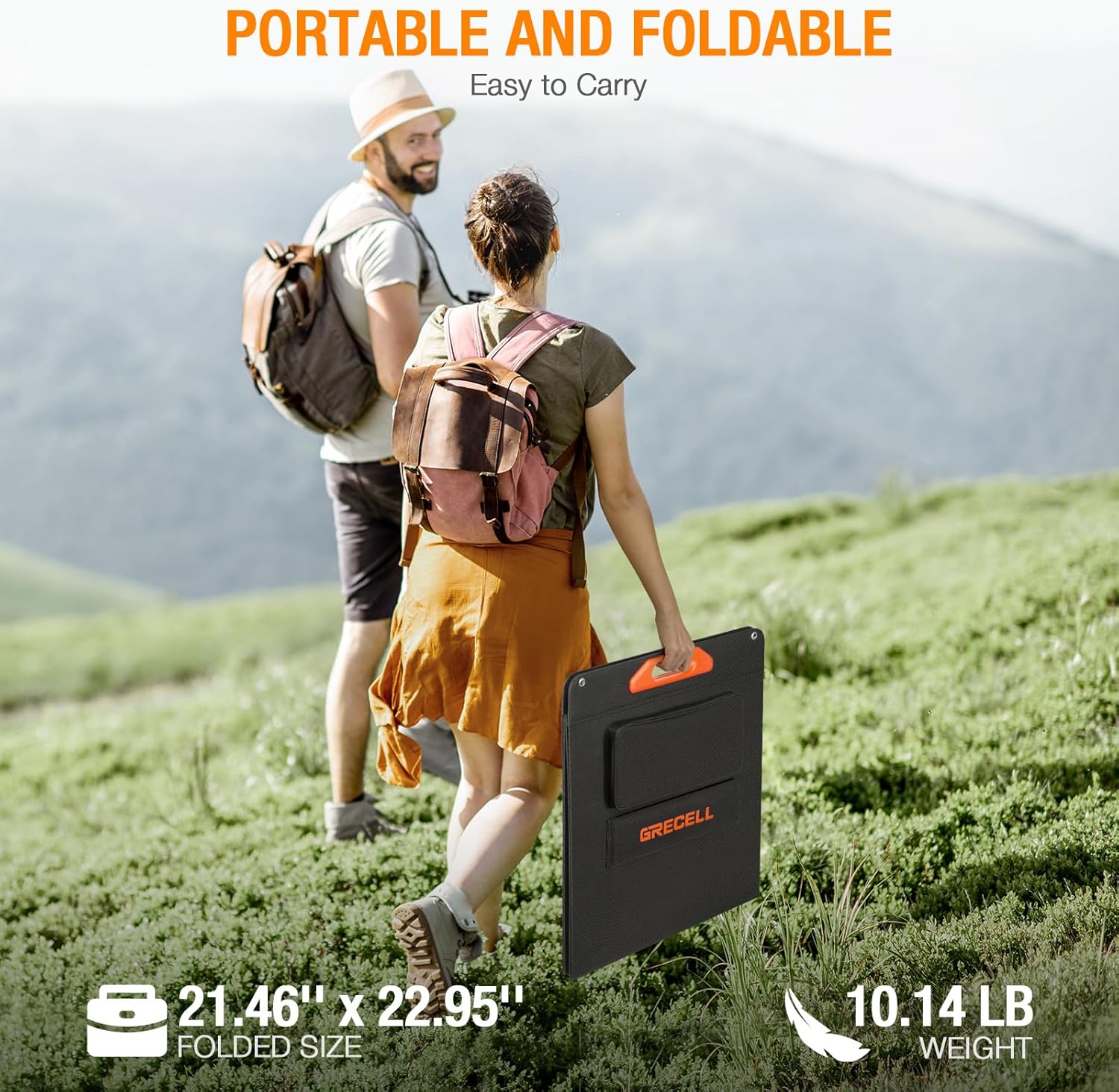 GRECELL 100W Portable Solar Panel for Power Station Generator, 20V Foldable Solar Cell Solar Charger with High-Efficiency Battery Charger for Outdoor Camping Van RV Trip