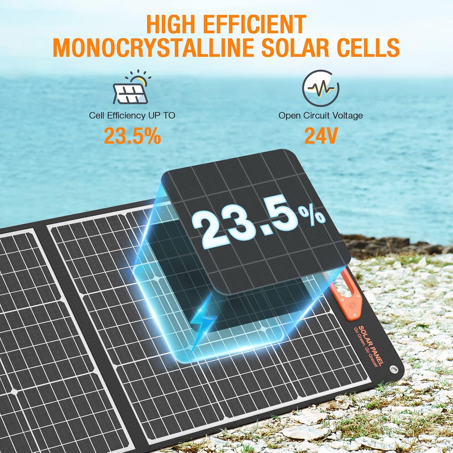 GRECELL 100W Portable Solar Panel for Power Station Generator, 20V Foldable Solar Cell Solar Charger with High-Efficiency Battery Charger for Outdoor Camping Van RV Trip