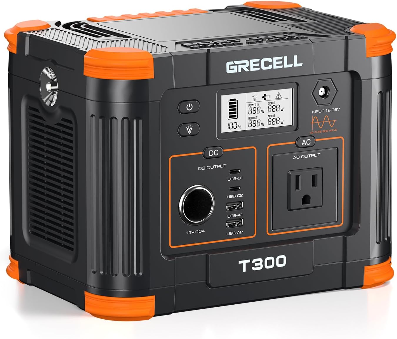 GRECELL 300W Portable Power Station 230.88Wh Solar Generator with USBC PD 60W, 110V Outlet Perfect for Camping, Outdoor Trips, Home Backup  Travel