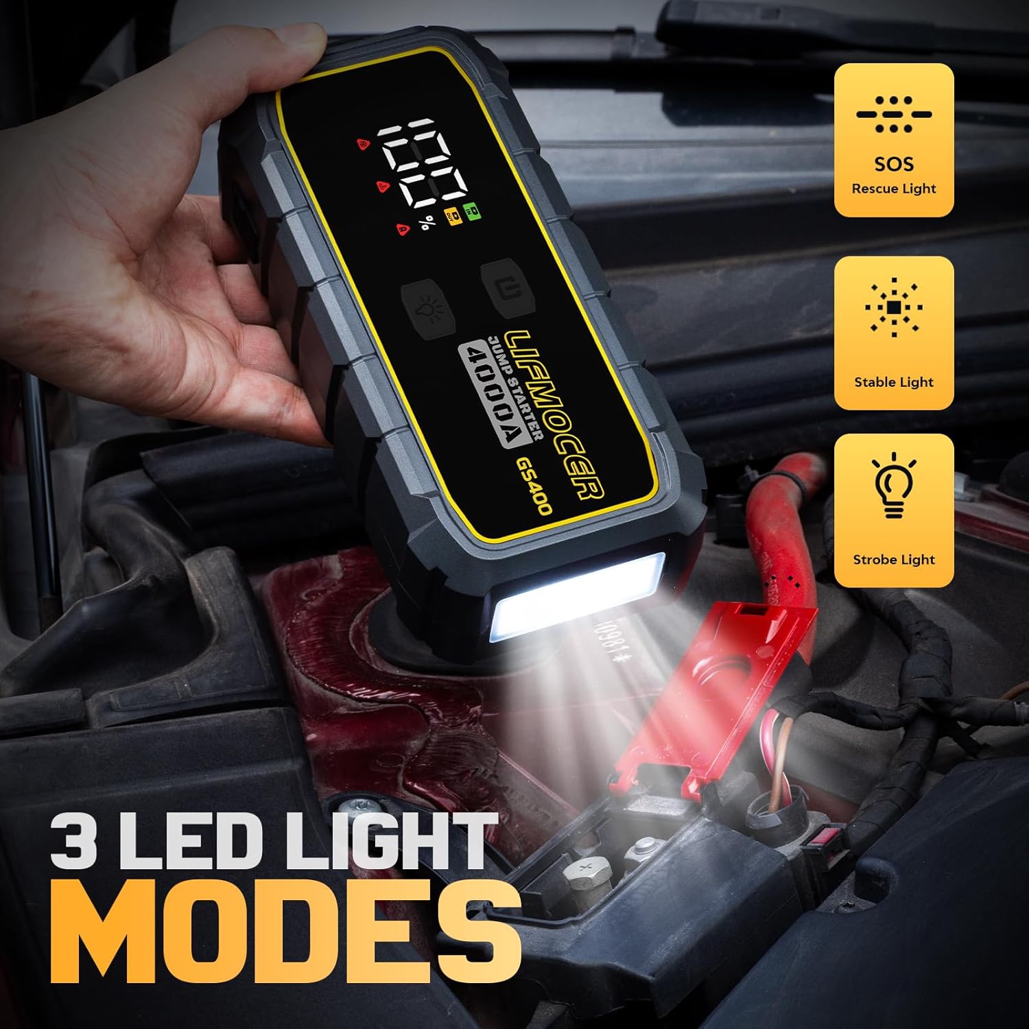GS300 Jump Starter - 3000A Car Battery Jump Starter for Up to 10.0L Gas and 8.0L Diesel Engines, 12V Portable Jump Box with Storage Case USB Quick Charge, and LCD Display