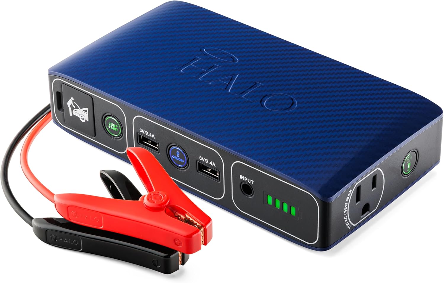 HALO Bolt 58830 ACDC Portable Car Battery Jump Starter | 58.8Wh USB Power Bank with AC Outlet, Emergency Floodlight  Charger, Jump Cars SUVs  Trucks, Power Phones  Laptops, TSA Approved — Rose Gold