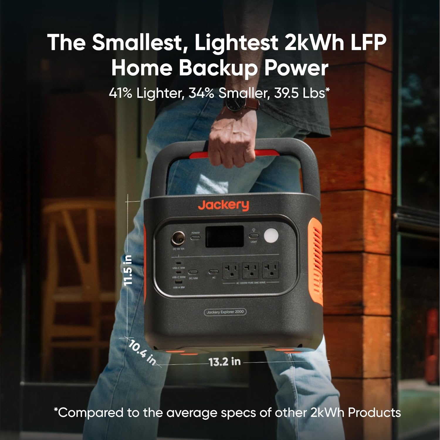 Jackery Explorer 2000 v2 Portable Power Station, 2042Wh LiFePO4 Home Backup Battery, 2200W Solar Generator, USB-C PD 100W Fast Charging for Emergencies, Power Outages, Camping(Solar Panel Optional)