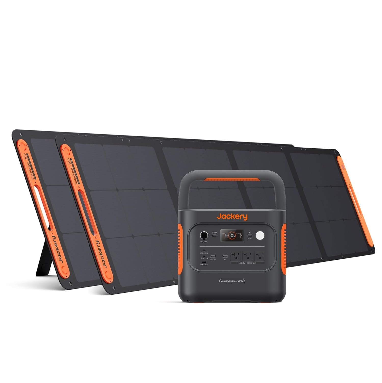 Jackery Solar Generator 2000 v2 with 2x200W Solar Panels, 2042Wh/2200W LiFePo4 Portable Power Station, 20ms UPS Home Backup, USB-C PD 100W Fast Charging for Power Outages, Emergencies, Camping  RVing