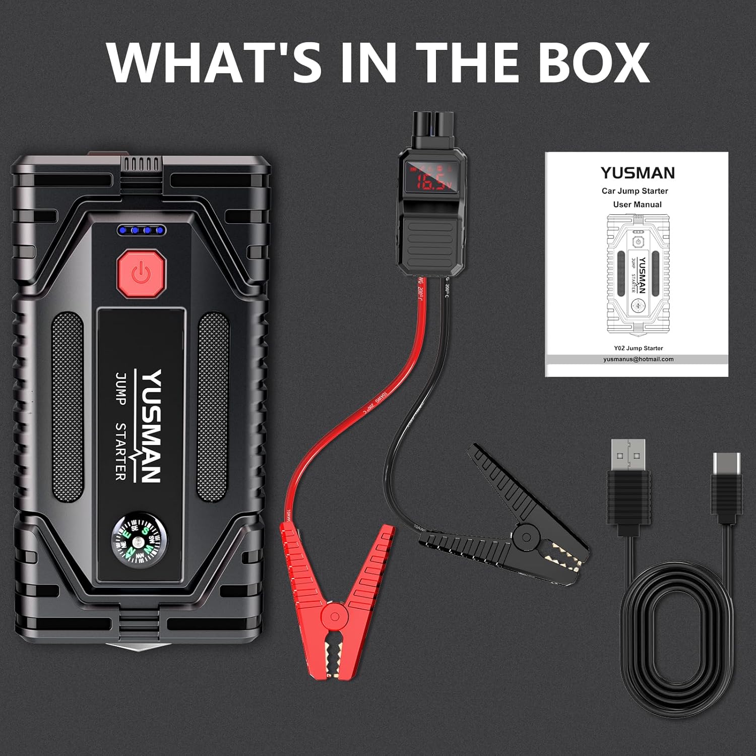 Jump Starter, 7000A Car Jump Starter, 12V Battery Jump Starter Pack, Portable Charger and Jumper Cables for All Gasoline and 10L Diesel Engines, Dual USB Quick Charge 3.0 and LED Bright Light