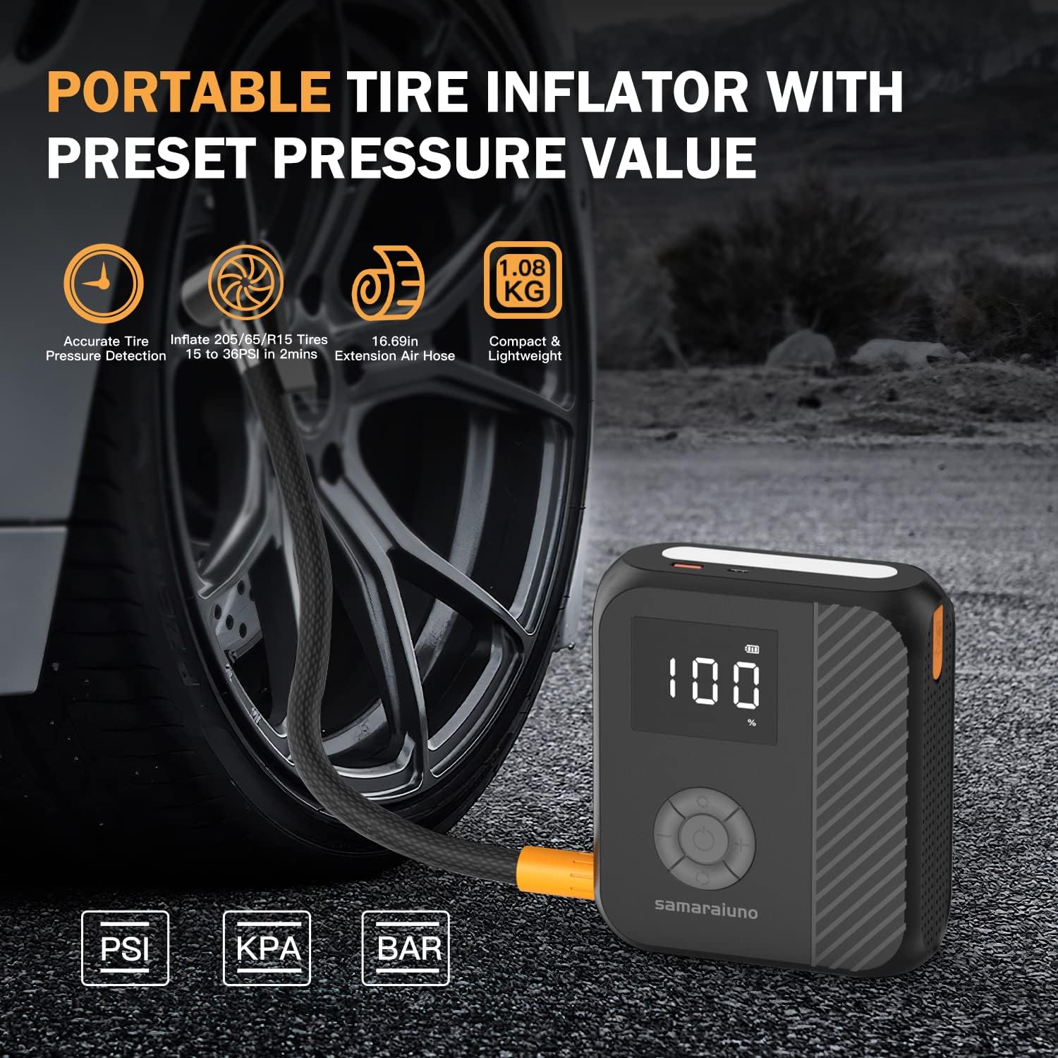 Jump Starter with Air Compressor, 1800A Car Battery Starter with 150PSI Digital Tire Inflator, 14800mAh 12V Portable Lithium Auto Battery Booster for 8.0L Gas or 6.0L Diesel Engines with USB QC3.0