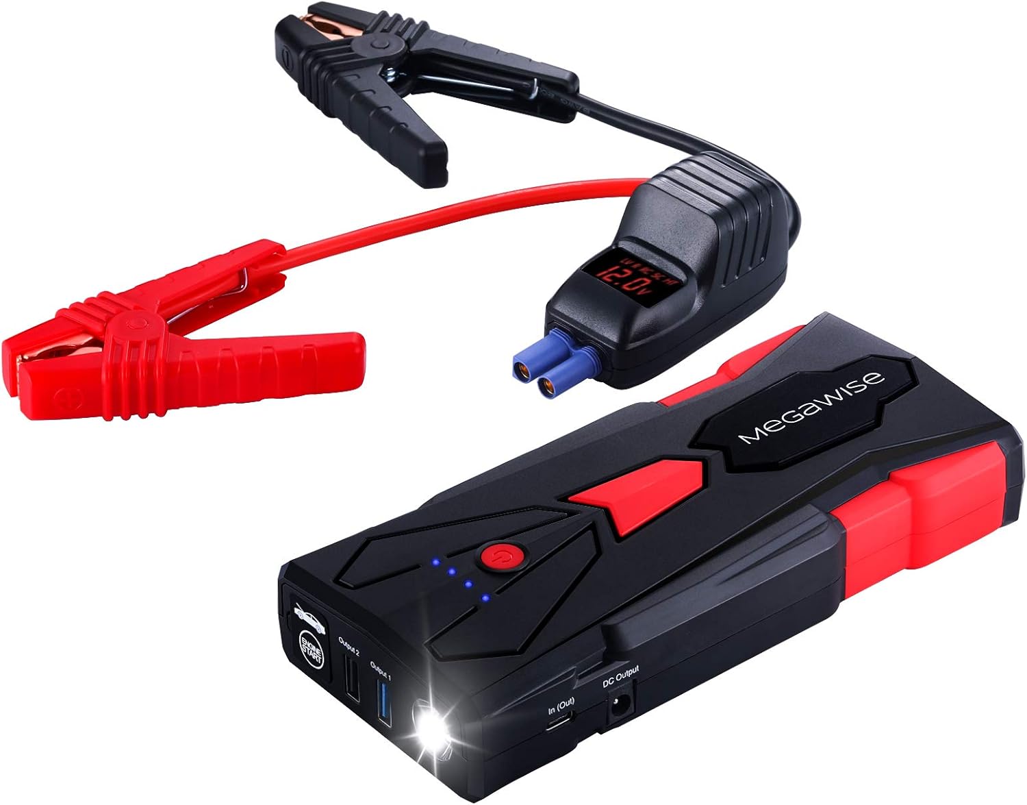 MEGAWISE 1500A Peak 16800mAh Car Battery Jump Starter Booster (up to 7L Gas or 5L Diesel Engines), 12V Portable Power with Dual USB Outputs  Flashlight 2023 Upgraded Extremely Safe